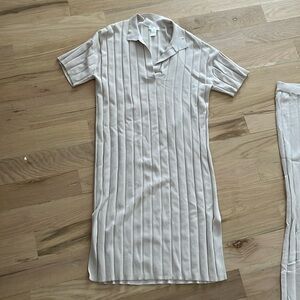 H&M matching ribbed knit polo tunic and ribbed pant set